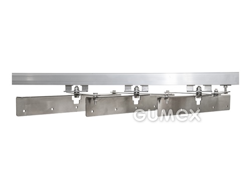 Schiebebefestigungssystem für PVC-Folien für Türen, L=1m, Schiene Al, Halterungen rostfreier Stahl, 